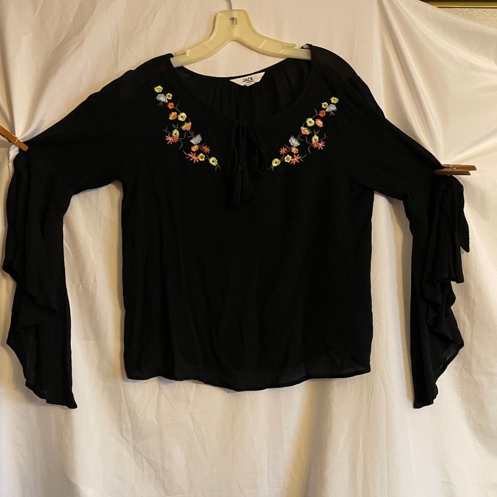 EUC  BB Dakota Embroidered Gauze Blouse Size XS
